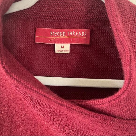 Beyond Threads Chopper Alpaca Moto Zip Cardigan Sweater Burgundy size M - Picture 7 of 11